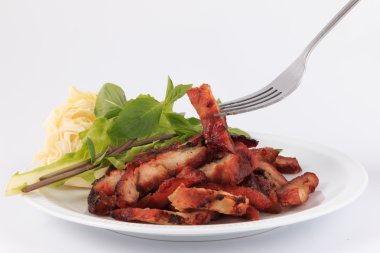 Kömür haşlanmış domuz eti boyun, domuz eti boyun, ızgara kavrulmuş domuz Tay baharatlı ile.