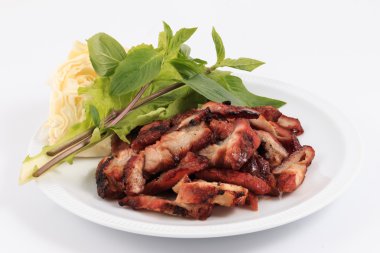 Kömür haşlanmış domuz eti boyun, domuz eti boyun, ızgara kavrulmuş domuz Tay baharatlı ile.