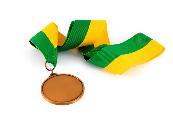 Gold medal on white background with blank face for text. — Stock Photo, Image