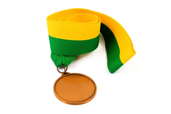 Gold medal on white background with blank face for text. — Stock Photo, Image