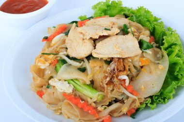 Tavuk ile tavada kızartılmış erişte pirinç Tay Street gıda.