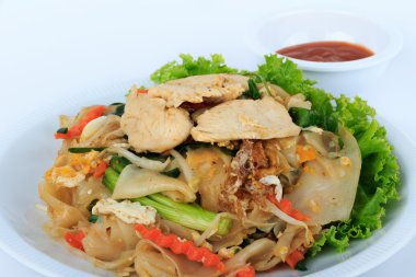 Tavuk ile tavada kızartılmış erişte pirinç Tay Street gıda.