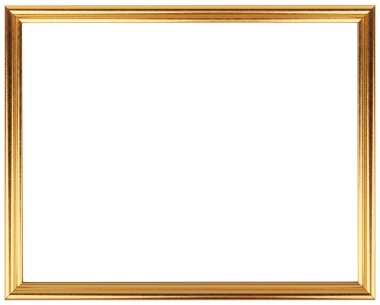 Altın vintage çerçeve üzerinde beyaz izole. Altın Çerçeve basit tasarım.