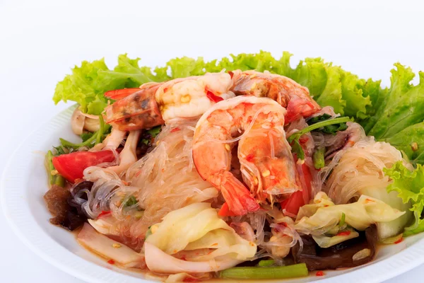 Kryddig seafood sallad. Thai Seafood sallad & kryddor. — Stockfoto