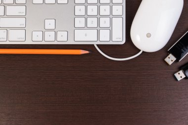 Ofis, banka donatımı ile ofis resepsiyon masası. Kopya alanı ile Üstten Görünüm.