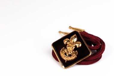 Vintage boy scouts badge isolated on white background.