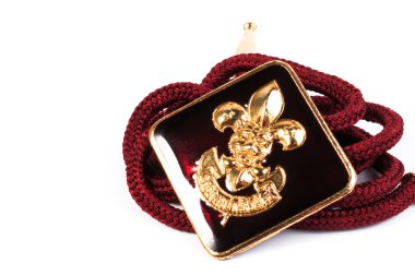 Vintage boy scouts badge isolated on white background.