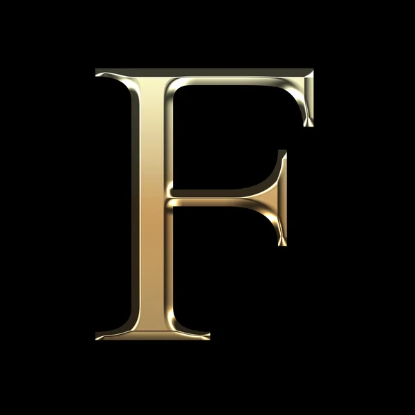 Złoty matowy litery F, biżuteria kolekcja czcionki. — Zdjęcie stockowe