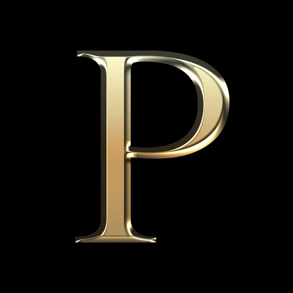 Gouden mat letter P, juwelen lettertypeset. — Stockfoto