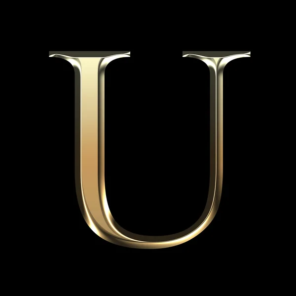 金色磨砂字母 U，珠宝字体集合. — 图库照片