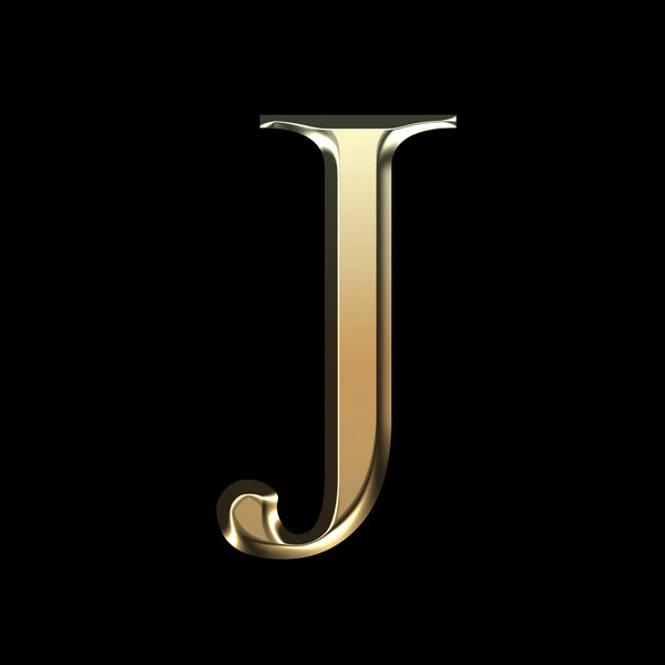 金色磨砂字母 J，珠宝字体集合. — 图库照片