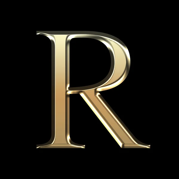 Golden matte letter R, jewellery font collection. — Stock Photo, Image