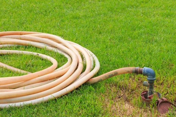 Tubo de goma blanca en la hierba del parque urbano . —  Fotos de Stock