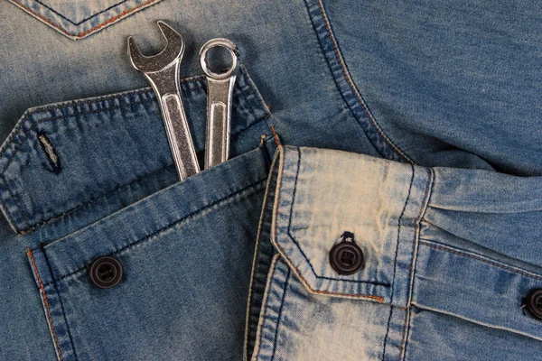 A jeans with tools. Royalty Free Stock Photos