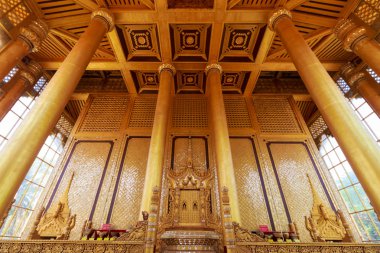 Geçmişte Myanmar'da kralın sarayı. Kambawzathardi altın saray. Kambodza Thadi Palace, Bago Kanbawzathadi Sarayı, Myanmar.