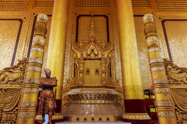 Geçmişte Myanmar'da kralın sarayı. Kambawzathardi altın saray. Kambodza Thadi Palace, Bago Kanbawzathadi Sarayı, Myanmar.