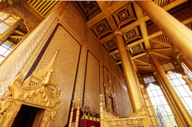 Geçmişte Myanmar'da kralın sarayı. Kambawzathardi altın saray. Kambodza Thadi Palace, Bago Kanbawzathadi Sarayı, Myanmar.