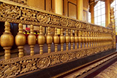 Geçmişte Myanmar'da kralın sarayı. Kambawzathardi altın saray. Kambodza Thadi Palace, Bago Kanbawzathadi Sarayı, Myanmar