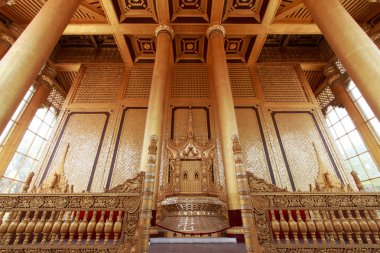 Geçmişte Myanmar'da kralın sarayı. Kambawzathardi altın saray. Kambodza Thadi Palace, Bago Kanbawzathadi Sarayı, Myanmar.