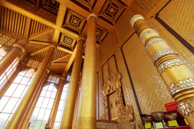 Geçmişte Myanmar'da kralın sarayı. Kambawzathardi altın saray. Kambodza Thadi Palace, Bago Kanbawzathadi Sarayı, Myanmar.