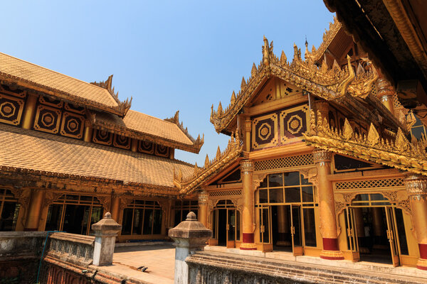 The palace of the king in Myanmar in the past. Kambawzathardi golden palace. Kambodza Thadi Palace, Kanbawzathadi Palace in Bago, Myanmar.