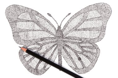 Kelebek ile nokta desen yaptı. Kelebek ile Seamless Modeli el yapımı. Nokta deseni ile noktalı kelebek.