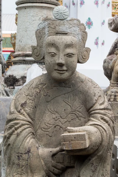 Close-ups standbeeld het gezicht Chinese steen Doll. — Stockfoto