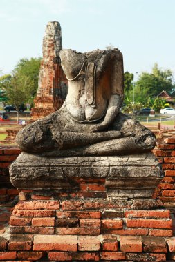 Cast stone Buddha statue Of Wat Chaiwatthanaram the temple in Ayutthaya, Thailand
