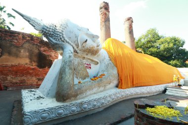 Cast stone Buddha statue of Wat Yai Chai Mongkhon in Ayutthaya, Thailand