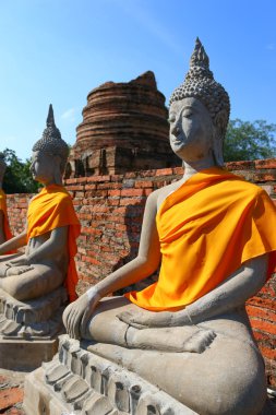 Cast stone Buddha statue of Wat Yai Chai Mongkhon in Ayutthaya, Thailand