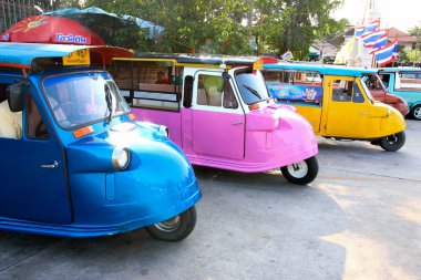 AYUTTHAYA, THAILAND - DECEMBER 12 :Motorized 3-Wheeler call Tuk Tuk, Transport in the old city on December 12, 2015 in Ayutthaya, Thailand