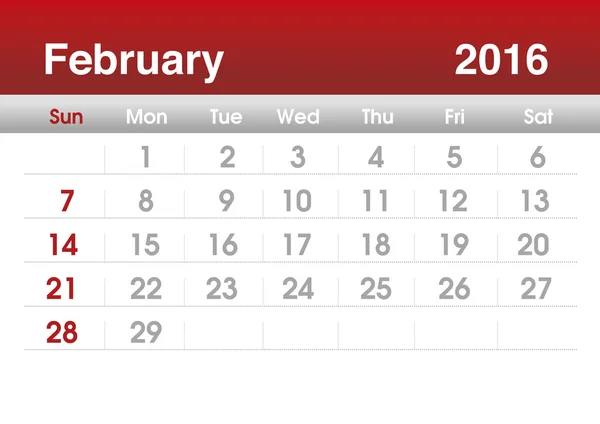 Planning calendar for February 2016 — Stock fotografie