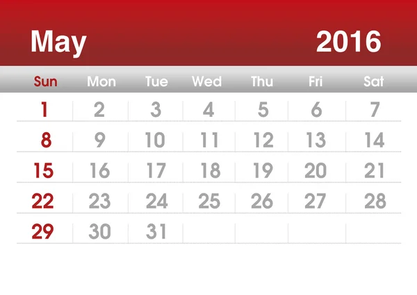 Calendario de planificación para mayo de 2016 —  Fotos de Stock