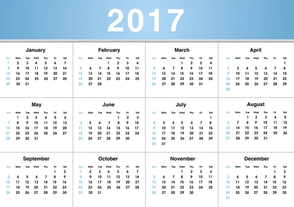 Eenvoudige kalender voor 2017 — Stockfoto