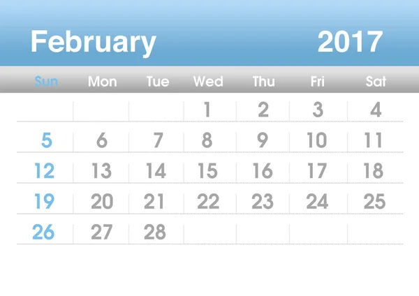 Calendario de planificación para febrero de 2017 — Foto de Stock