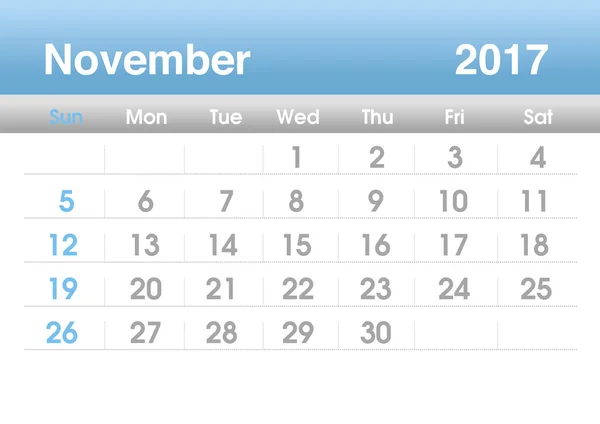 Planning calendar for November 2017 — Stockfoto