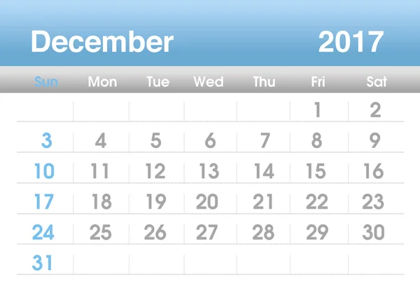 Calendario de planificación para diciembre de 2017 — Foto de Stock