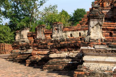 Stupas pagoda, pagoda Wat Worachet Tapınağı, antik Siam medeniyet Ayutthaya Tayland Buda heykeli