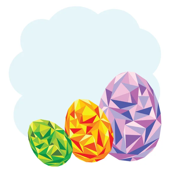 Tre uova geometriche colorate alla moda — Vettoriale Stock
