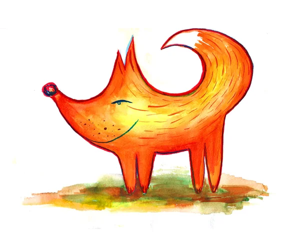 Komik suluboya fox — Stok fotoğraf