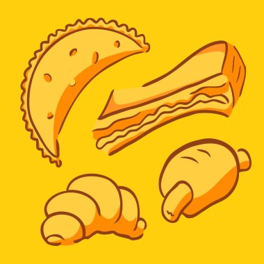 Vector set of bakery fast food