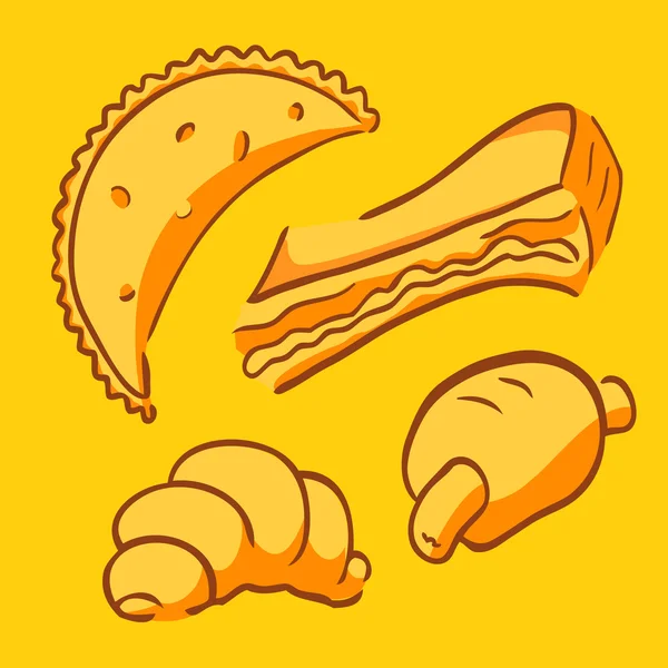 Conjunto vectorial de panadería de comida rápida — Vector de stock