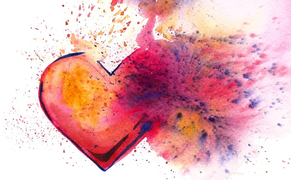 Aquarelle coeur lumineux — Photo