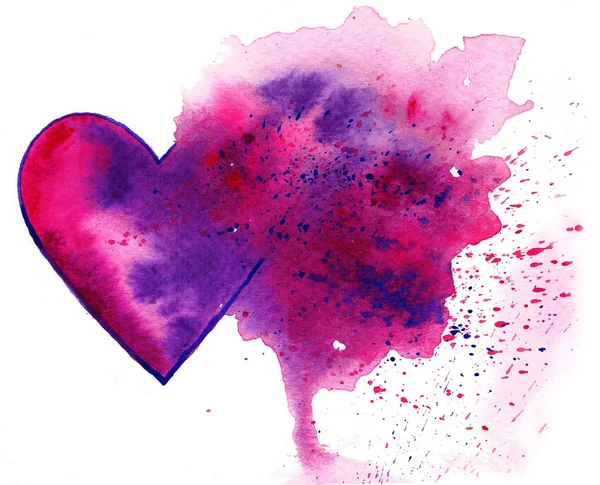 Akvarell ljusa hjärta — Stockfoto