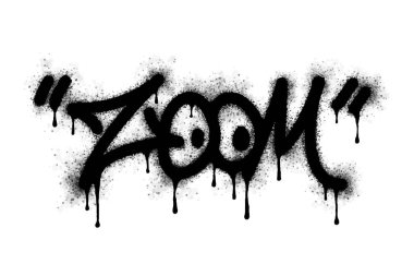 Grafiti yakınlaştırma sözcüğü ve sembolü siyah üzerine püskürtülmüş.