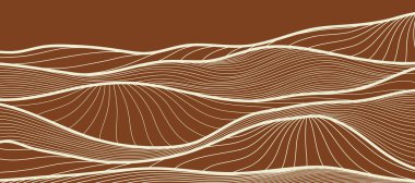 Dağ hattı sanat arka planı, kapaklar için lüks duvar kağıdı tasarımı, davetiye arkaplanları, ambalaj tasarımları, duvar resimleri ve baskılar. Vektör illüstrasyonu.