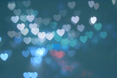 Kalpler bokeh arka plan, doğal objektif bokeh gece şehir ışıkları.