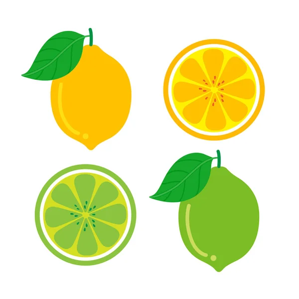 Beyaz Arkaplanda Güzel Limon veya Limonlu Meyveler, Vektör İllüstrasyonu.