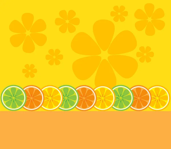 Desenhos Animados Pretty Lime Limões Frutas Laranja Fundo Amarelo Ilustração — Vetor de Stock