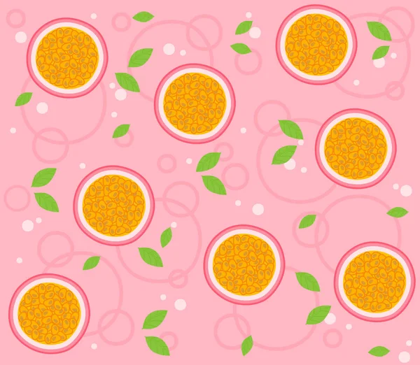 Desenhos Animados Pretty Passion Fruits Pattern Fundo Rosa Ilustração Vetorial — Vetor de Stock